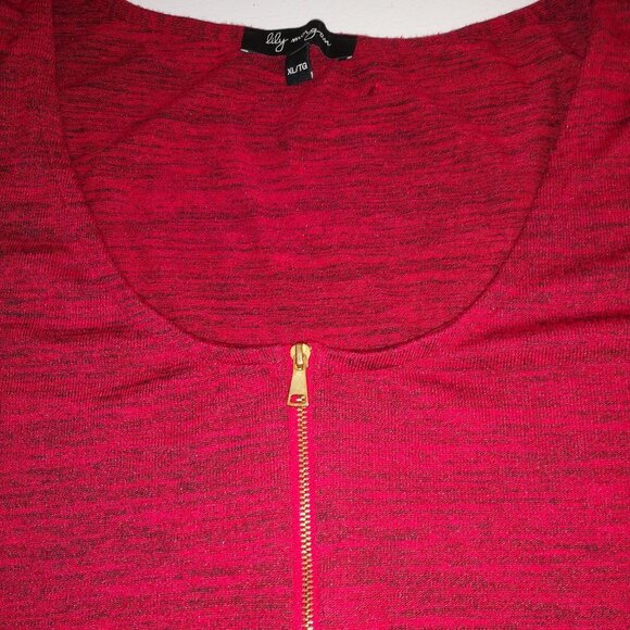 2 / $30.00 - Lily Morgan Ladies Size XL 1/4 Zip Red with Black Tweed Maxi Dress - Picture 10 of 10